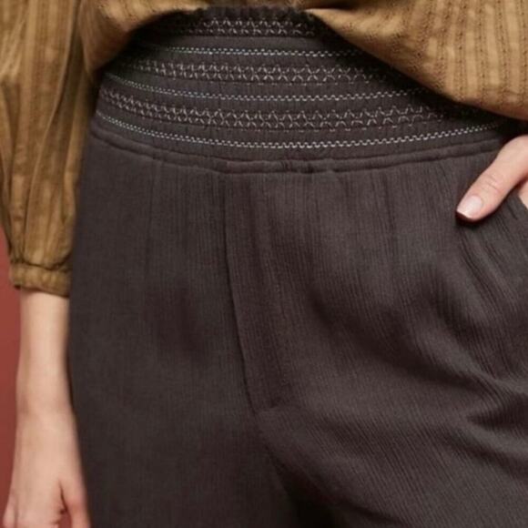 Anthropologie Ett:Twa Sulawesi Smocked Harem Pants Black Rayon EUC Size Small - Picture 5 of 9